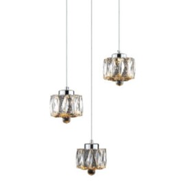Candil de Cristal Champagne c/Flor 3 Luces