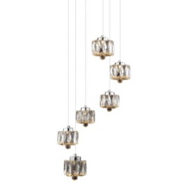 Candil de Cristal Champagne c/Flor 6 Luces