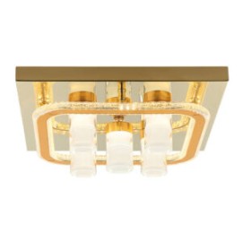 Plafón Cuadrado Dorado con Cilindros de Cristal